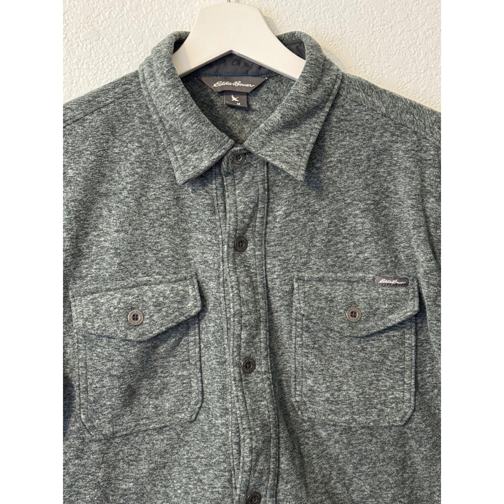 Eddie Bauer Mens Gray Button Up Shirt Jacket Medium Long Sleeve Pockets - Picture 5 of 10